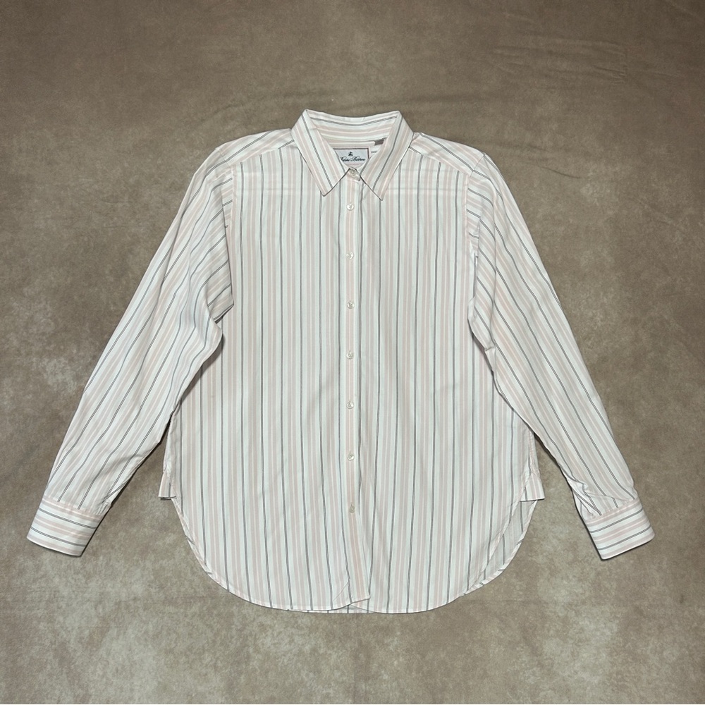 Brooks Brothers Thomas Mason Italian Luxury Striped Button-Down Shirt White Pink